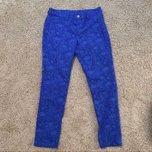 Floral patterned blue pants